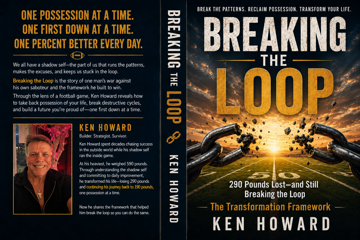 Updated Breaking the Loop book jacket by Ken Howard, showing the complete back cover, spine, and front cover, without a website address